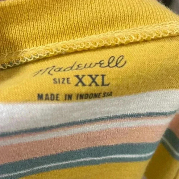 Madewell Mustard Yellow, turquoise, pink, and white Striped Tee - Size XXL - Picture 4 of 7